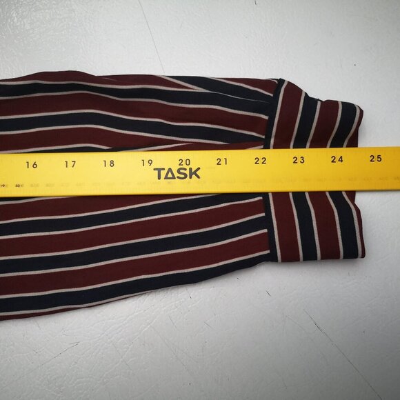 NWT Cleo Ladies Size Large Navy Burgundy Cream Striped Loose Fit Blouse - Picture 9 of 10